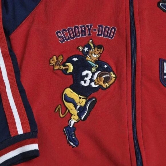 Vintage Scooby Doo Red Football Jacket Cartoon Network Red Blue Size 5 - Picture 2 of 6
